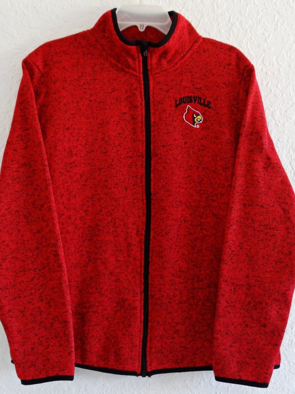 Louisville Cardinals Women's XL Full Zip Knit Fleece Jacket Red Black
